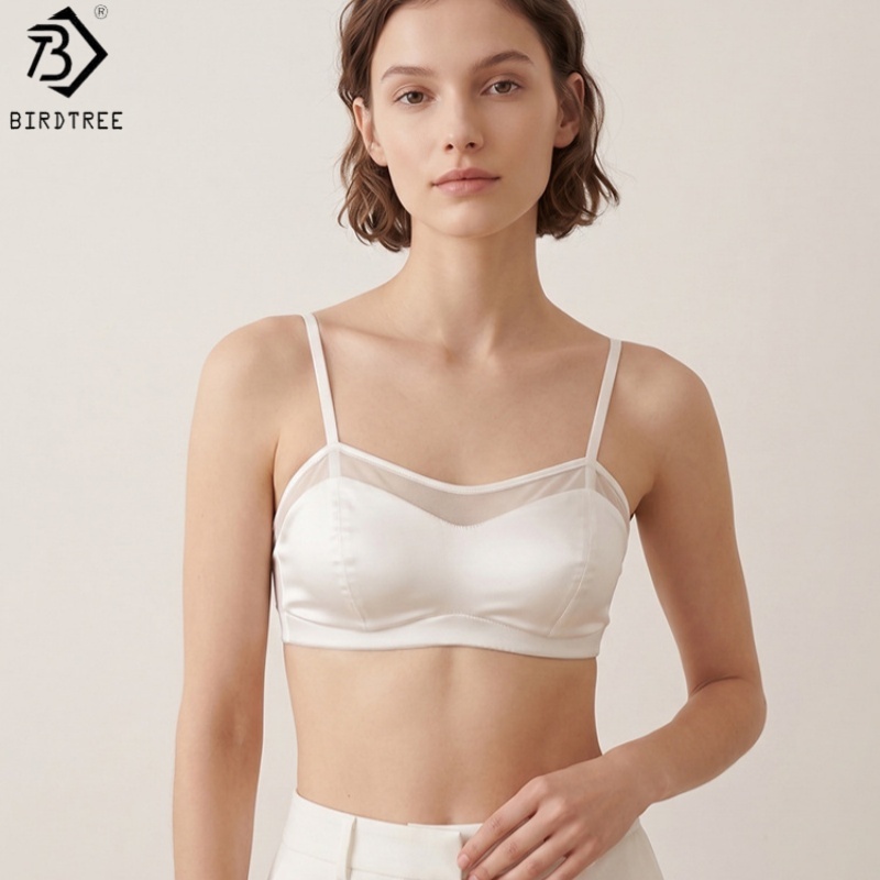 Sheer Mesh Bra - Birdtree, biustonosz 19MM 93% prawdziwy jedwab